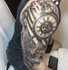 Pocket Watch Tattoo Mens Shoulder Tattoo Clock Tattoo Sleeve Sleeve Tattoos