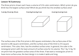 If the area of a face of a cube is 10 cm2, then the total surface area of the cube solution : Im Geometry Unit 5 Lesson 16 Activity Builder By Desmos
