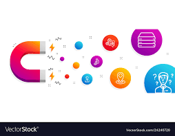 3d Chart Location And Cogwheel Icons Set Servers