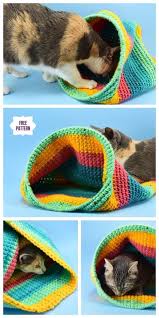 Crochet Cat Sack Hideaway Free Crochet Pattern Diy Magazine Crochet Cat Bed Cat Bed Pattern Crochet Cat Pattern