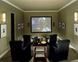 What's important of a media room is that you have control to light and sound, that's why you can make a media room with tiered seating and brown leather chair combined with wood wall with some square painting. Pin On Home Theater Ideas