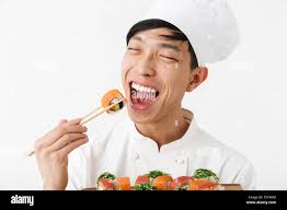 Sushi chef white background hi-res stock photography and images