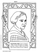 Sarah Breedlove Walker Coloring Page Printable Pre K 5th Grade Teach Black History Month Art Black History Month Crafts Black History Month Activities