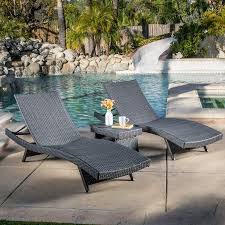 Anthony 3 Piece Outdoor Wicker Adjustable Chaise Lounge Set Grey Walmart Com Outdoor Lounge Set Lounge Chair Outdoor Patio Chaise Lounge