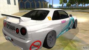 Nissan Skyline GT-R R34 Hatsune Miku для GTA San Andreas