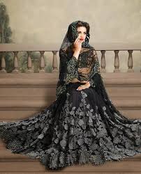 Black And Silver Combination Gown Pin On Lengha