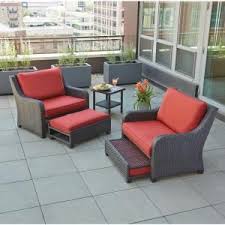 Hampton Bay Park Meadows Brown 5 Piece Wicker Outdoor Patio Conversation Set With Beige Cushions 65 21 Patio Seating Sets Outdoor Patio Furniture Patio Seating
