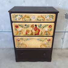 Chest Of Drawers With Rarely Seen Hand Painted Decoration By Juan Duran Tinoco For Angelus Furniture Compan Monterey Furniture Hand Painted Decor Painted Chest