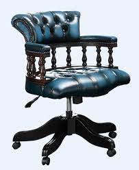Dirk low back office chair without armrests in blue with chromed steel base high back or low, armrests or not, the dirk office chair design is very popular for all the right reasons. Chesterfield Captains Office Chair Antique Blue Leather Buy Captains Chesterfield Office Chair At Designersofas4u