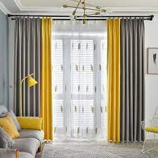 Either shade will still pop from the contrasting grey walls and create a gorgeous aesthetic. Matching Darkening Window Curtain Panel For Great Room White 4 Prong Pinch Ple Yellow Curtains Living Room Grey Curtains Living Room Living Room Decor Curtains
