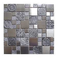 Eden mosaic tile is the internet's premiere retailer, wholesaler and distributor of high quality yet affordable metal mosaic tile made of stainless steel, aluminum and copper. Eden Mosaic Tiles Roman Pattern With Accent Tile Stainless Pewter 11 Pack Lowe S Canada