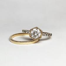 Hexagon Engagement Ring Etsy Hexagon Engagement Ring Rustic Engagement Rings Vintage Style Engagement Rings