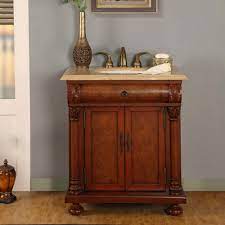 Add style and functionality to your space with a new bathroom vanity from the home depot. 32 Inch Led Lighted Single Sink Bath Vanity With Travertine