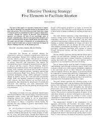 Pdf Effective Thinking Strategy Five Elements To Facilitate Ideation