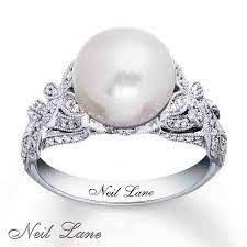 White Gold Pearl Engagement Rings Cultured Pearl Ring Pearl Wedding Ring Pearl Engagement Ring