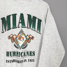 Vintage 90s Rare Miami Hurricanes NCAA Sweatshirt Xlarge Miami Hurricanes  Spell Out Logo Sweater University of Miami Gray Crewneck Size XL