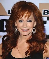 View Yourself With This Reba Mcentire Long Wavy Formal Hairstyle With Layered Bangs Dark Red Hair Color Dark Red Hair Color Red Hair Color Formal Hairstyles