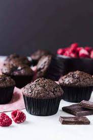 Double Chocolate Muffins With Raspberries Recipe Raspberry Muffins Chocolate Muffins Chocolate Raspberry