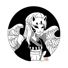 Digital Version And Tattoo Of My Girl Of The Kitsune Mask Thanks To The People Who Before Having A Tattoo Of Your Art Ask You Risunki Illyustracii Risovat