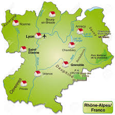 map of rhone alpes as an overview map in green