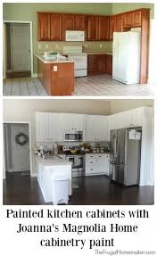 I am wondering what shade of white i should paint the pennisula, and all of the cabinets. Painted Kitchen Cabinets Makeover With Magnolia Paint The Frugal Homemaker