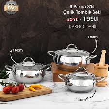 Tac 6 Parca 3 Lu Celik Tombik Seti Kitchen Appliances Kitchen