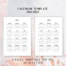 Yearly Calendar Bundle Printable Planner Inserts 2021 2022 Year At A Glance Pdf Png Download A5 A4 Planner Refills Letter Size In 2020 Planner Inserts Printable Printable Planner Refillable Planner