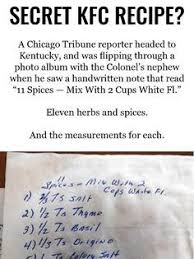 Kfc Recipe Revealed Tribune Shown Family Scrapbook With 11 Herbs And Spices Kfc Recipe Recipes Cooking Recipes