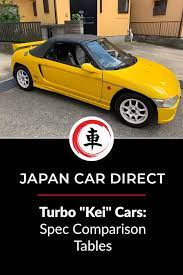 turbo kei cars spec comparison tables kei car japan cars japan