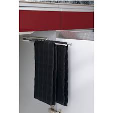The towel racks have three precision rollers and plastic end caps. Kitchen Cabinet 2 Prong Towel Bar Easy Glide Ball Bearing Slide Chrome Finish By Rev A Shelf Kitchensource Com