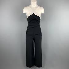 roland mouret size 2 black white halter shotwick jumpsuit