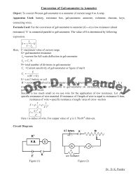 To Convert The Given Galvanometer (Of Known Resistance And Figure Of Merit)  Into An Ammeter Of Desired Range And To Verify The Same - Infinity Learn By  Sri Chaitanya