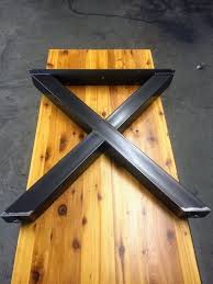 Metal Table Legs Heavy Duty X Style 3 Tube Industrial Natural Steel Finish Adjustable Leveling Feet In 2020 Metal Table Metal Table Legs Table Legs