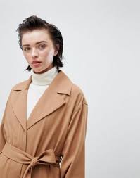 Asos pink knit drape waterfall coat fall 6 us. Weekday Oversize Belted Trench Coat In Camel Asos