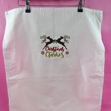 Pink flamingo embroidered christmas kitchen dish towel new. Personalised Christmas Tea Towel Reindeer Embroidered Xmas Tea Towel Christmas Kitchen Decoration