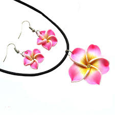 This stunning flower lei is perfect for graduation or your special wedding day. Hawaii Plumeria Flowers Jewelry Sets Fimo Polymer Clay Earrings Necklace Pendant Buy At A Low Prices On Joom E Commerce Platform