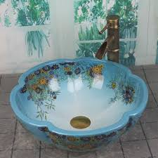bathroom round ceramic vessel sink
