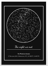 Star Map Night Sky Chart Wall Decor Gift For Girlfriend