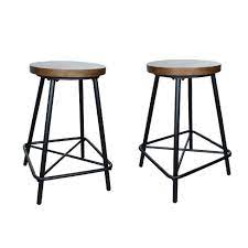 Yaheetech 24inch metal bar stools counter height barstools high backless industrial stackable metal chairs with wood seat/top home styles solid wood counter bar stool 24 inch high, monarch antique white with distressed oak finish, contoured seat, curved legs, shabby chic style. Set Of 2 24 Inez Counter Height Barstools Black Carolina Chair Table Target