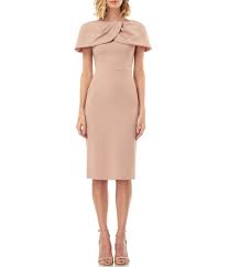 Kay Unger Nicolette Capelet Stretch Crepe Sheath Dress Ash Rose 8 In 2020 Sheath Dress Dresses Casual Dresses For Women