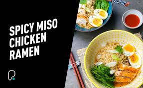 Spicy korean mayo, black sesame seeds. Spicy Miso Chicken Ramen Puregym