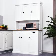 Homcom Microwave Oven Stand Pantry Freestanding Storage Unit Aosom Ca In 2020 Kitchen Pantry Storage Cabinet Pantry Storage Cabinet Modern Kitchen Storage