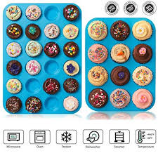 Bigear Silicone Mold Cupcake Pans Set Of 2 One 12 Cup Size One 24 Cup Mini Size Non Stick Muffin Baking Pans Cupcake Maker Cupcake Pans Candy Making Supplies