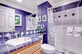There's a white door on the side that opens to the toilet and shower area enclosed in a pink shower curtain. 30 Purple Primary Bathroom Ideas Photos Home Stratosphere