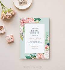 Mint Bridal Shower Invitation Template Printable Vintage Boho Etsy Bridal Shower Invitations Templates Bridal Shower Invitations Bridal Shower