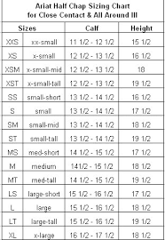 44 credible ariat concord chaps size chart