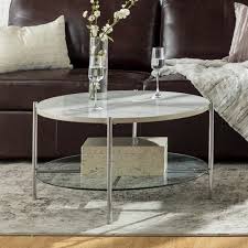 Gen coffee table, chrome, small by americanfurniturebrand. 30 White Faux Marble Round Coffee Table With Glass Shelf Chrome