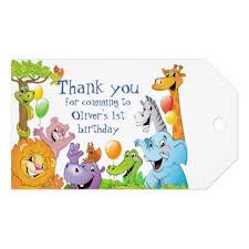 1st Birthday Thank You Gift Ideas Safari Jungle With Smiling Animals Thank You Gift Tags Zazzle Com Gift Tags Gift Tags Birthday Smiling Animals