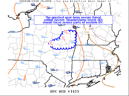 A severe thunderstorm watch is in effect until 9 p.m. Storm Prediction Center Mesoscale Discussion 1635