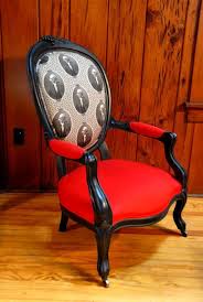 Antique Louis Style Parlor Chair Accent Armchair With Red Cotton George Washington Fabric 1 679 00 Via Etsy Parlor Chair Victorian Chair Accent Arm Chairs